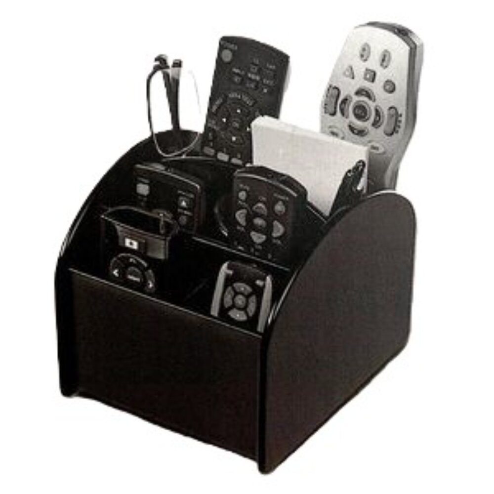 Wood Caddy for TV Remote Control with Rotating Swivel Base Valet Organizer Black